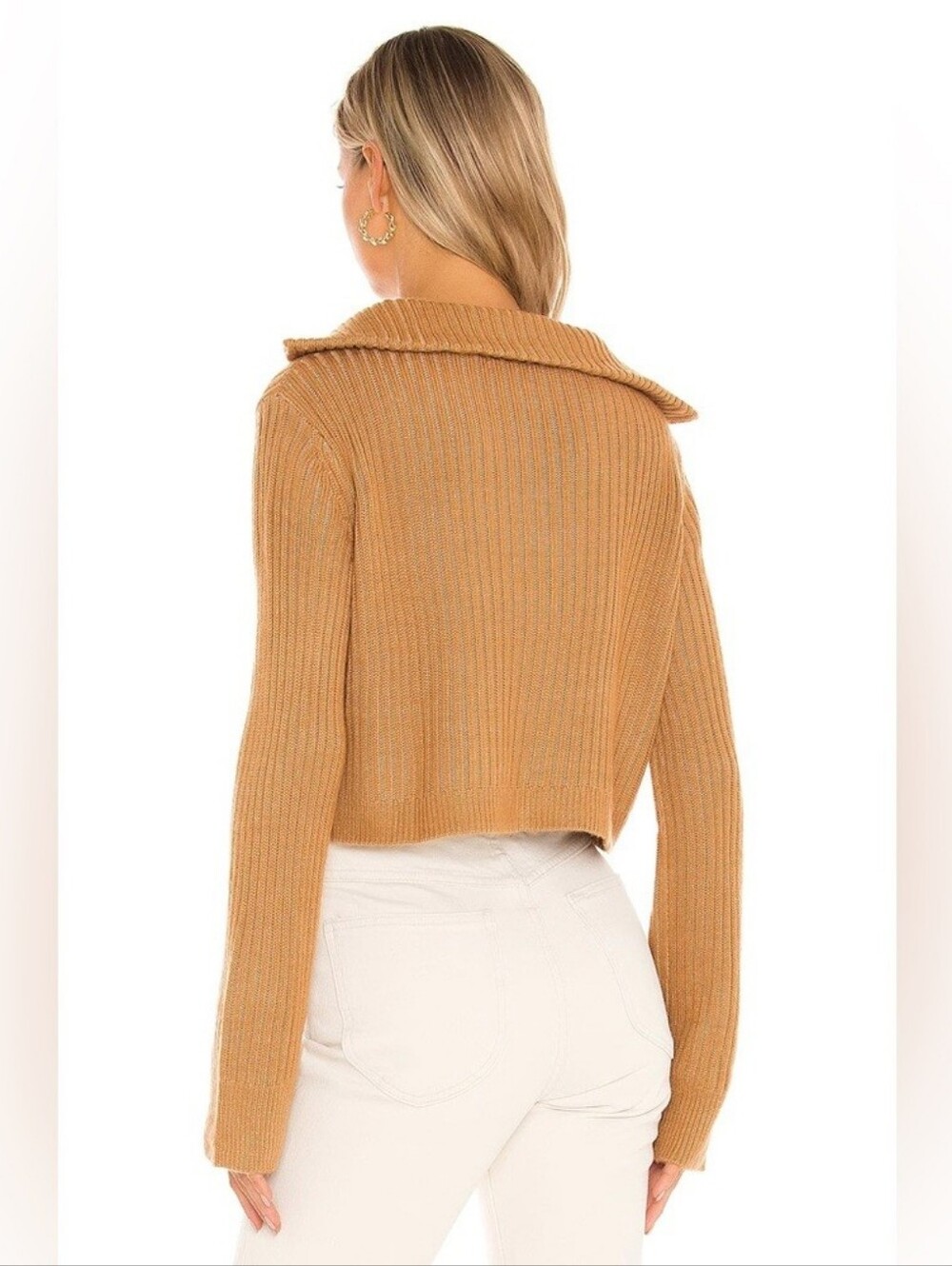 $165 TULAROSA Lovelle Zip Up Sweater in Camel - Picture 7 of 10